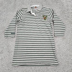 Barbarian Womens‎ Rugby Shirt Striped Gray Green Size S Collegiate Preppy